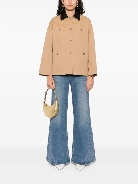 Maje leather-collar cotton jacket - Neutrals - zdjęcie produktu nr 1