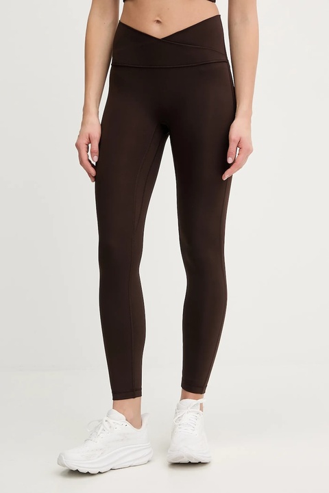 adidas Performance legginsy treningowe damskie kolor brązowy gładkie KT3284 - zdjęcie produktu nr 1
