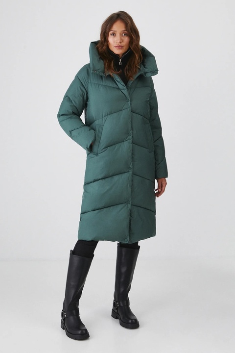 Medicine płaszcz damski kolor zielony zimowy - zdjęcie produktu nr 1