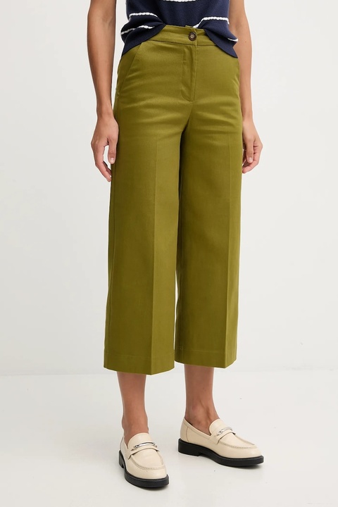 United Colors of Benetton spodnie damskie kolor zielony szerokie high waist 4SJCDF09W - zdjęcie produktu nr 1