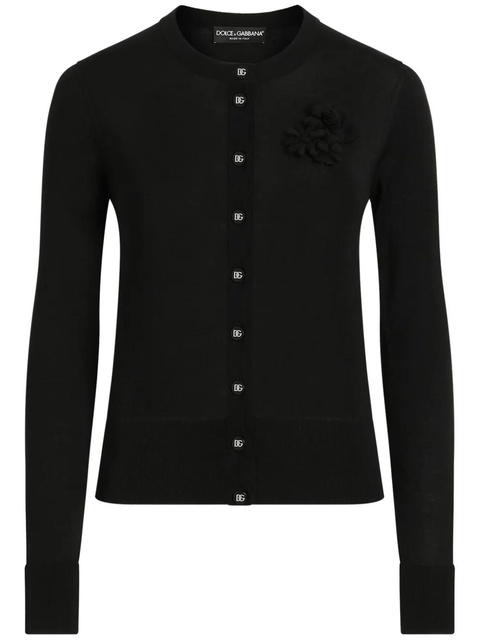 Dolce & Gabbana floral-appliqué cardigan - Black - zdjęcie produktu nr 1