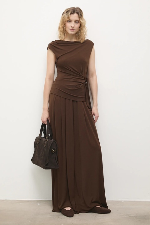 Answear.LAB spodnie damskie kolor brązowy szerokie high waist - zdjęcie produktu nr 1