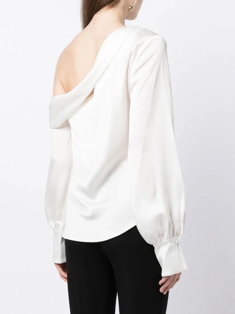 Simkhai Alice satin-finish one-shoulder blouse - White - zdjęcie produktu nr 2