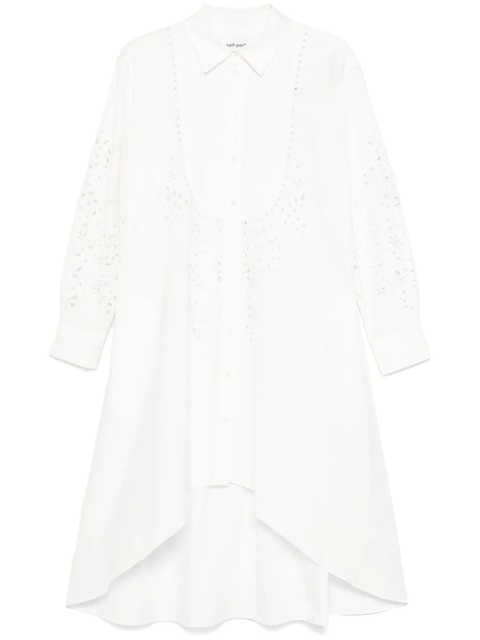 Self-Portrait cotton embroidered shirt dress - White - zdjęcie produktu nr 1