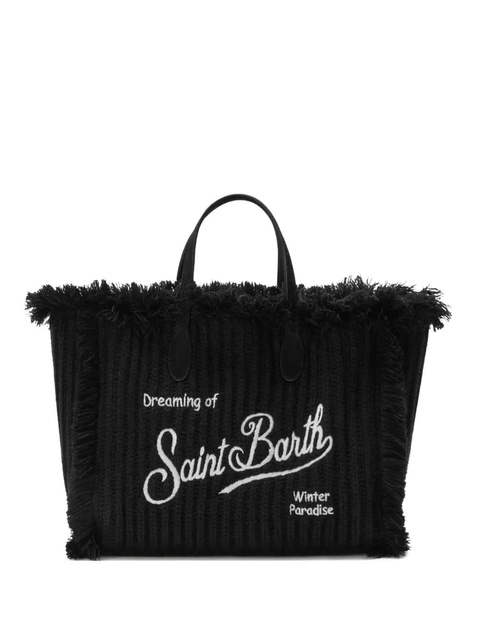 MC2 Saint Barth fringed embroidered-logo tote bag - Black - zdjęcie produktu nr 1