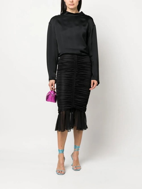 Blumarine silk ruched pencil skirt - Black - zdjęcie produktu nr 2
