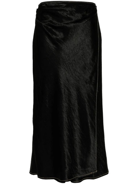 Acne Studios satin wrap midi skirt - Black - zdjęcie produktu nr 1