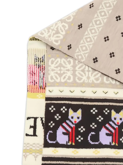 LOEWE cat-motif patterned scarf - Neutrals - zdjęcie produktu nr 2