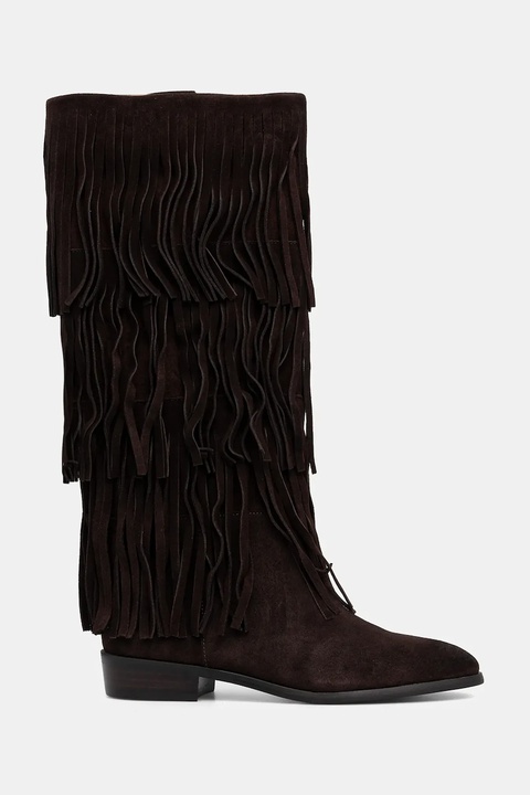 Steve Madden kozaki zamszowe Spur damskie kolor brązowy na płaskim obcasie 11003916 - zdjęcie produktu nr 2