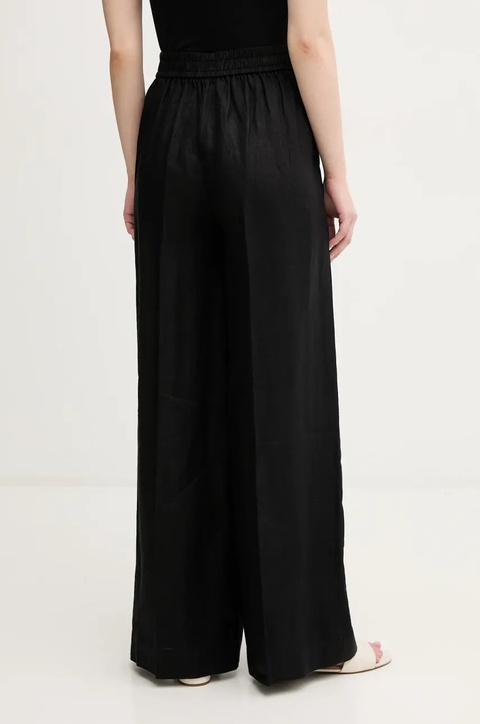 United Colors of Benetton spodnie lniane damskie kolor czarny proste high waist 4AGHDF08K - zdjęcie produktu nr 2