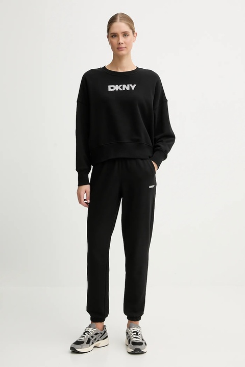 Dkny bluza bawełniana LOGO TERRY damska kolor czarny z aplikacją DP5T1370 - zdjęcie produktu nr 2