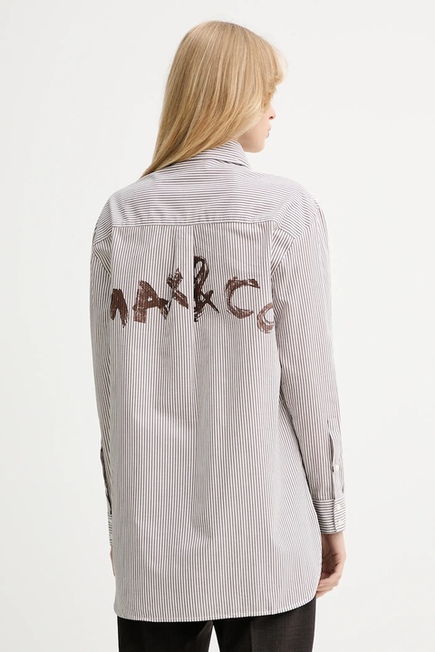 MAX&Co. koszula bawełniana damska kolor brązowy relaxed z kołnierzykiem klasycznym 2526116121200 - zdjęcie produktu nr 2
