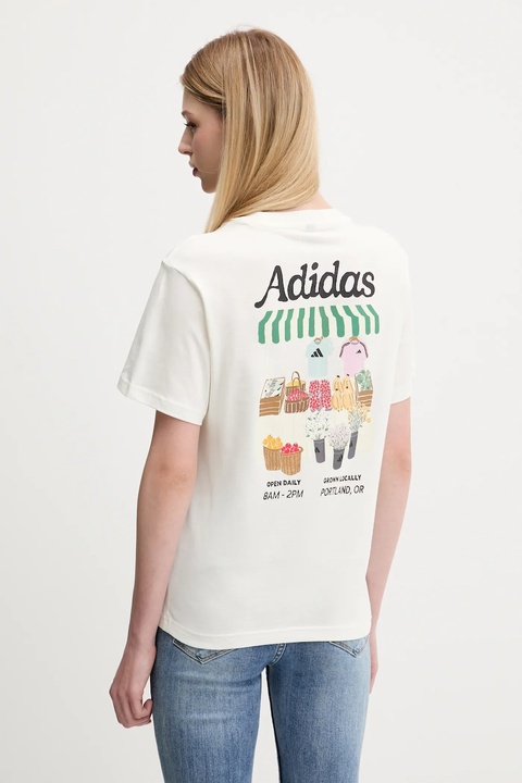adidas t-shirt bawełniany FARMMKT damski kolor beżowy KB2485 - zdjęcie produktu nr 1