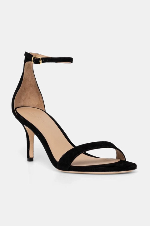 Lauren Ralph Lauren sandały zamszowe Allie Mid kolor czarny 802959175001 - zdjęcie produktu nr 1