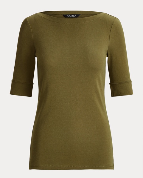 LAUREN BY RALPH LAUREN - Ciemnozielona bluzka z bawełny Judy - zdjęcie produktu nr 2