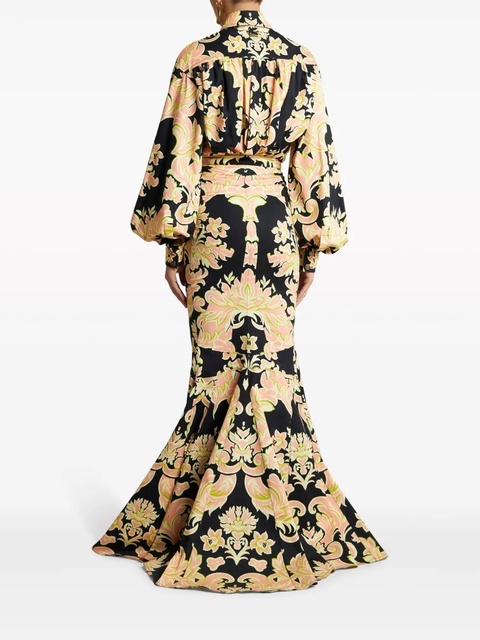ETRO paisley-print ruched gown - Black - zdjęcie produktu nr 2