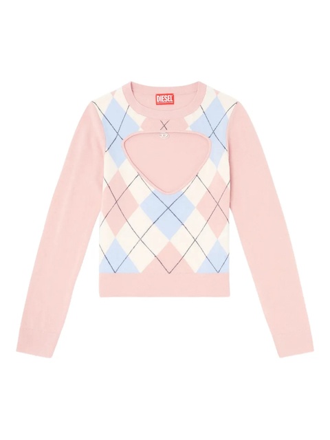 Diesel Romko cut-out argyle-pattern sweater - Pink - zdjęcie produktu nr 1