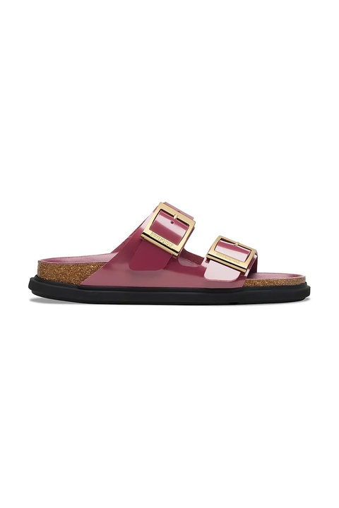 Birkenstock klapki skórzane Arizona Droplet Buckle damskie kolor czerwony 1030367 - zdjęcie produktu nr 1