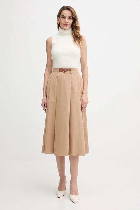 Morgan spódnica kolor brązowy midi rozkloszowana JOKER.F - zdjęcie produktu nr 2