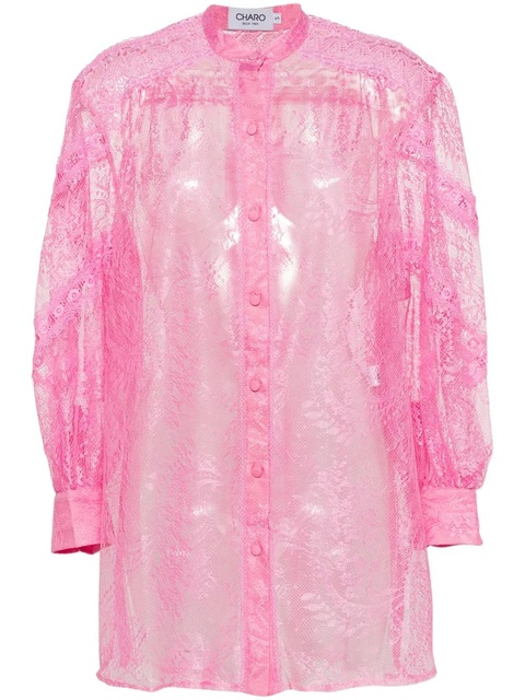 Charo Ruiz Ibiza Lumie balloon-sleeve lace shirt - Pink - zdjęcie produktu nr 1