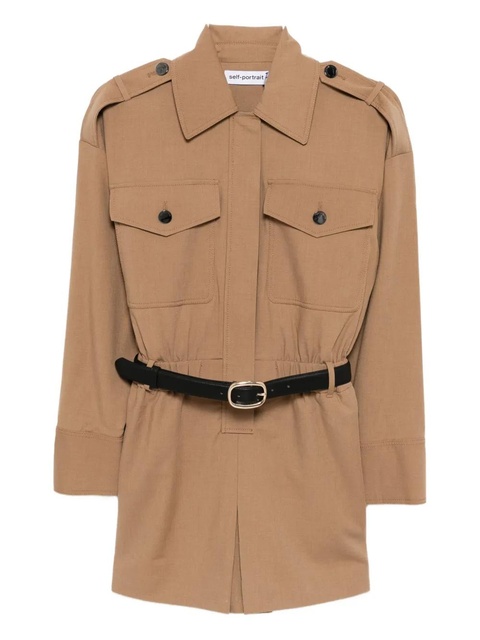 Self-Portrait twill playsuit - Neutrals - zdjęcie produktu nr 1