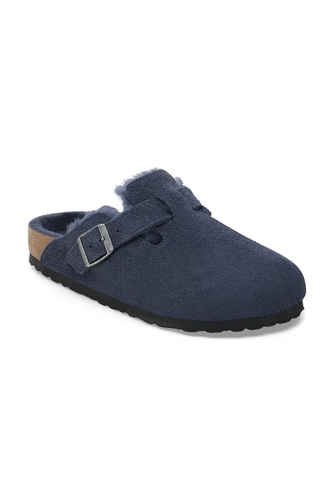 Birkenstock kapcie zamszowe Boston Shearling kolor granatowy 1030701 - zdjęcie produktu nr 2