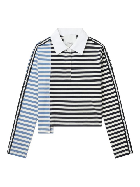 3.1 Phillip Lim striped panelled polo top - Black - zdjęcie produktu nr 1