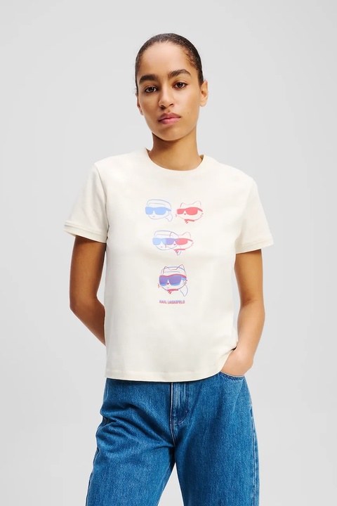Karl Lagerfeld t-shirt bawełniany damski kolor beżowy A2W17112 - zdjęcie produktu nr 1