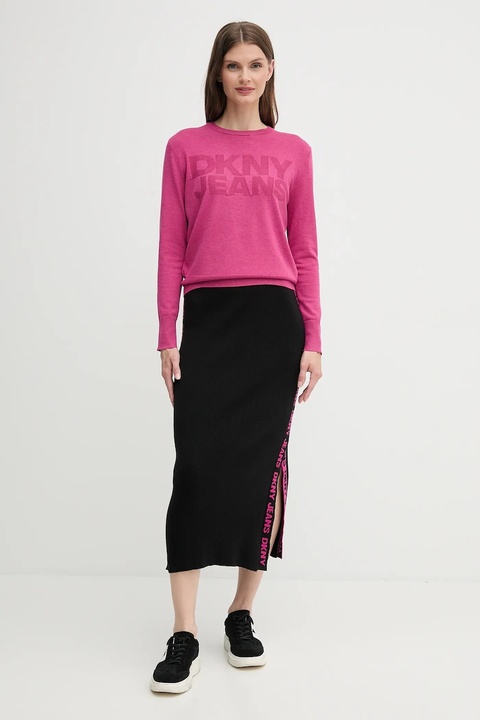 Dkny spódnica kolor czarny midi ołówkowa - zdjęcie produktu nr 2