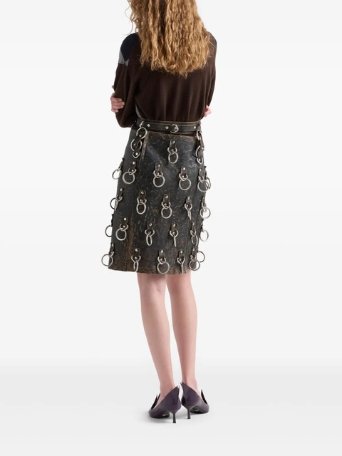 Prada ring-detail leather mini skirt - Black - zdjęcie produktu nr 2