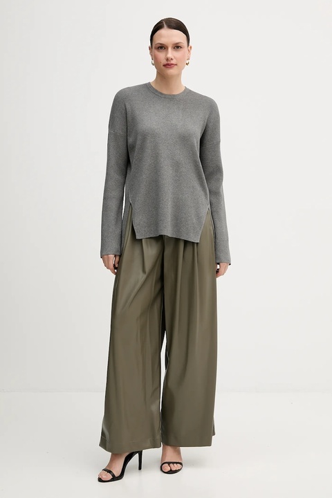 United Colors of Benetton spodnie damskie kolor zielony szerokie high waist 4M3CDF0A8 - zdjęcie produktu nr 2