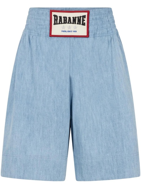 Rabanne logo-appliqué denim shorts - Blue - zdjęcie produktu nr 1