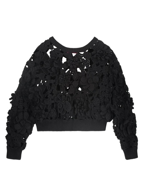 Valentino Garavani floral-appliqué sweater - Black - zdjęcie produktu nr 2