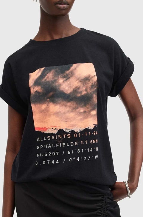 AllSaints t-shirt bawełniany LIBERTE IMO BOY TEE damski kolor czarny W103JB - zdjęcie produktu nr 1