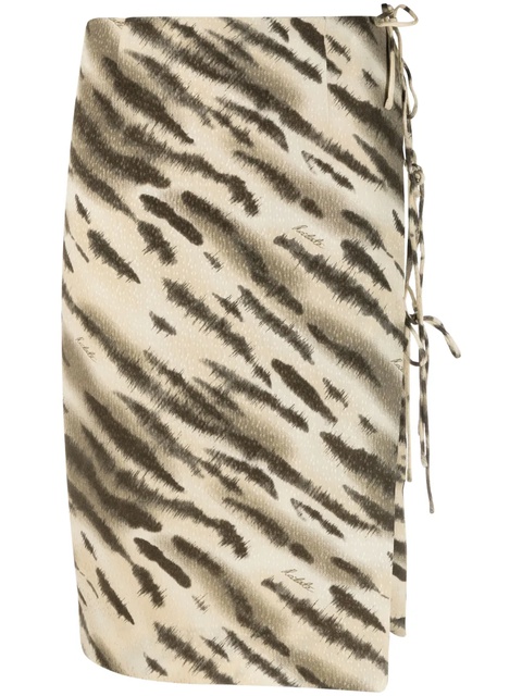 ROTATE BIRGER CHRISTENSEN tiger-print tie-detail skirt - Brown - zdjęcie produktu nr 1