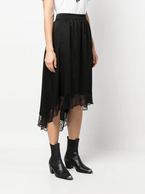 Zadig&Voltaire lace-trim silk skirt - Black - zdjęcie produktu nr 2