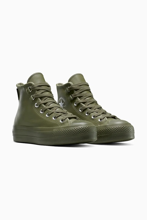 Converse trampki skórzane Chuck Taylor All Star Lift kolor zielony A12968C - zdjęcie produktu nr 1