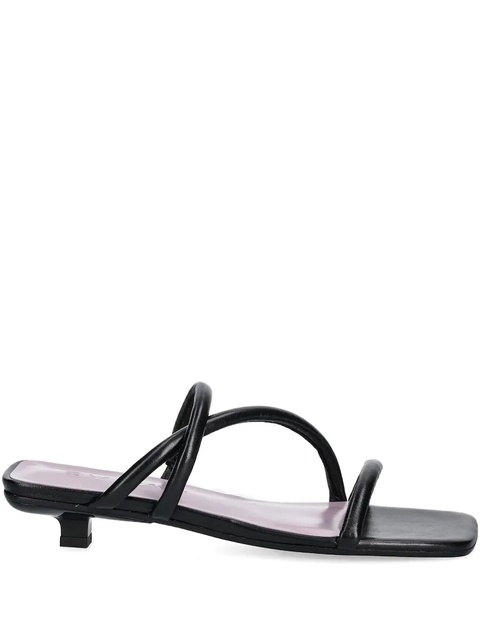 BY FAR 35mm leather-wrapped kitten-heel slides - Black - zdjęcie produktu nr 1