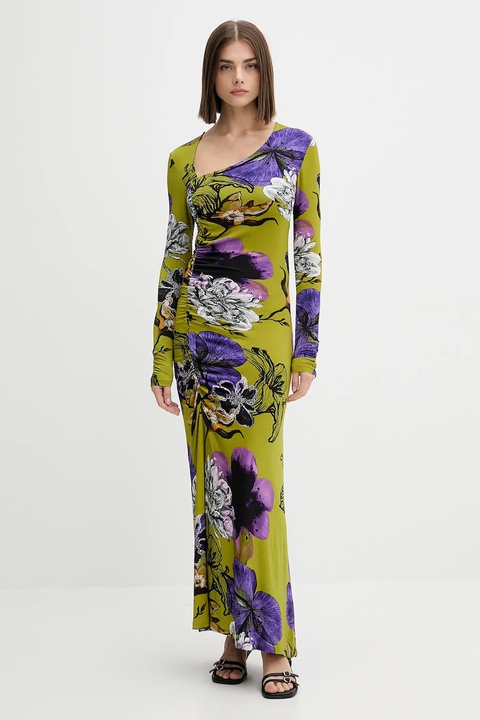 Desigual sukienka NECKLINE LA kolor zielony maxi dopasowana 25WWVK37 - zdjęcie produktu nr 1