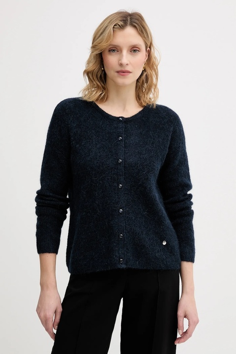 Mos Mosh kardigan z dodatkiem alpaki Almine damski kolor granatowy lekki 158680 - zdjęcie produktu nr 1