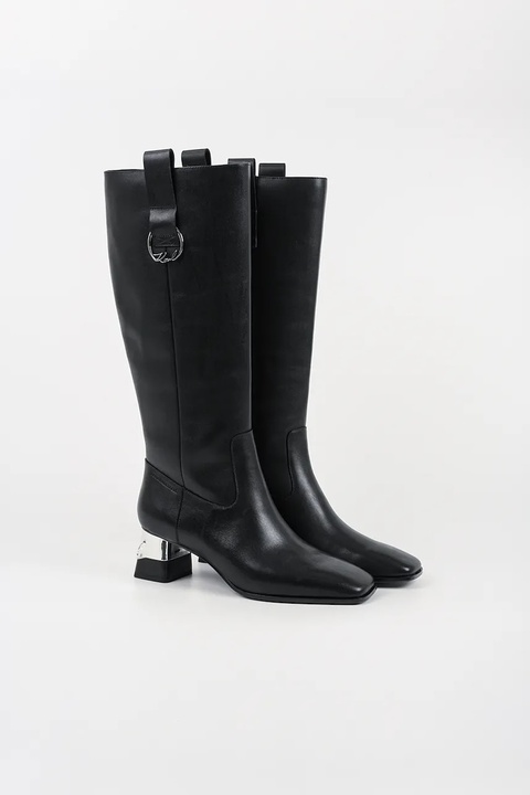 Karl Lagerfeld kozaki skórzane KAYLA damskie kolor czarny na słupku KL35470 - zdjęcie produktu nr 2