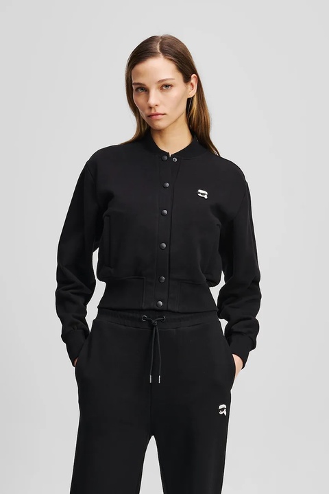 Karl Lagerfeld bluza bawełniana damska kolor czarny gładka A2W20043 - zdjęcie produktu nr 1