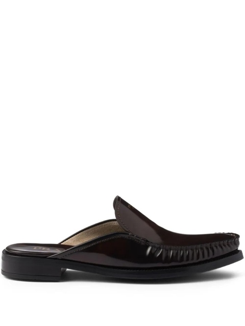 Prada logo-plaque leather mules - Brown - zdjęcie produktu nr 1