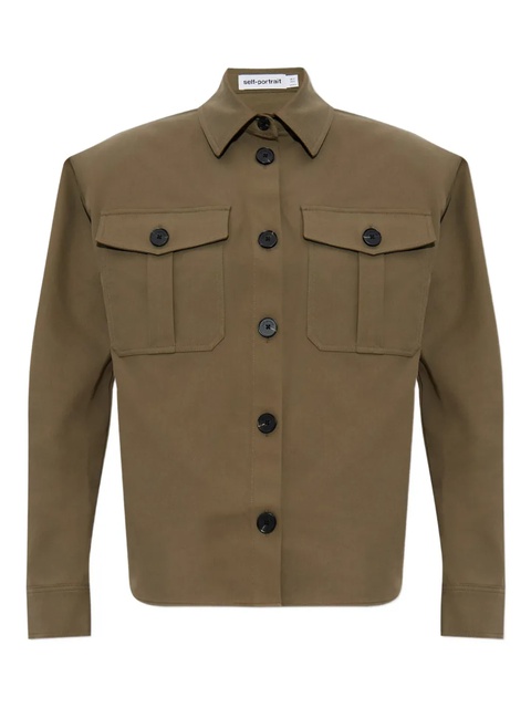 Self-Portrait padded-shoulder shirt - Green - zdjęcie produktu nr 1