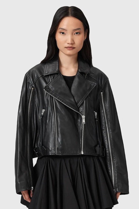 AllSaints ramoneska skórzana MASONE kolor czarny przejściowa W007LD - zdjęcie produktu nr 1