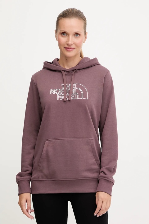 The North Face bluza Drew Peak Light damska kolor fioletowy z kapturem wzorzysta NF0A8C1DFAI1 - zdjęcie produktu nr 1