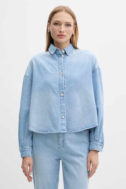 Armani Exchange koszula jeansowa damska kolor niebieski relaxed z kołnierzykiem klasycznym XW001340 AF14494 - zdjęcie produktu nr 1