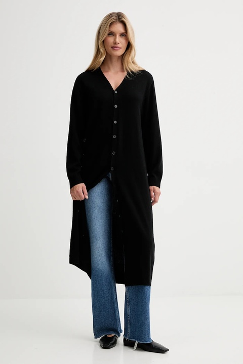 ISABELLE BLANCHE kardigan z dodatkiem wełny damski kolor czarny lekki IS25FW-M184-F008 - zdjęcie produktu nr 2