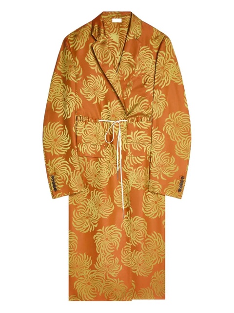 DRIES VAN NOTEN flora-jacquard coat - Orange - zdjęcie produktu nr 1