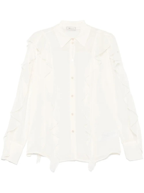 Blumarine ruffled silk shirt - Neutrals - zdjęcie produktu nr 1